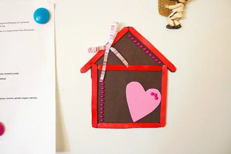 Home Heart Magnetic Popsicle Stick Craft Idea For KindergartnersMagnet Activities for Kindergarten 