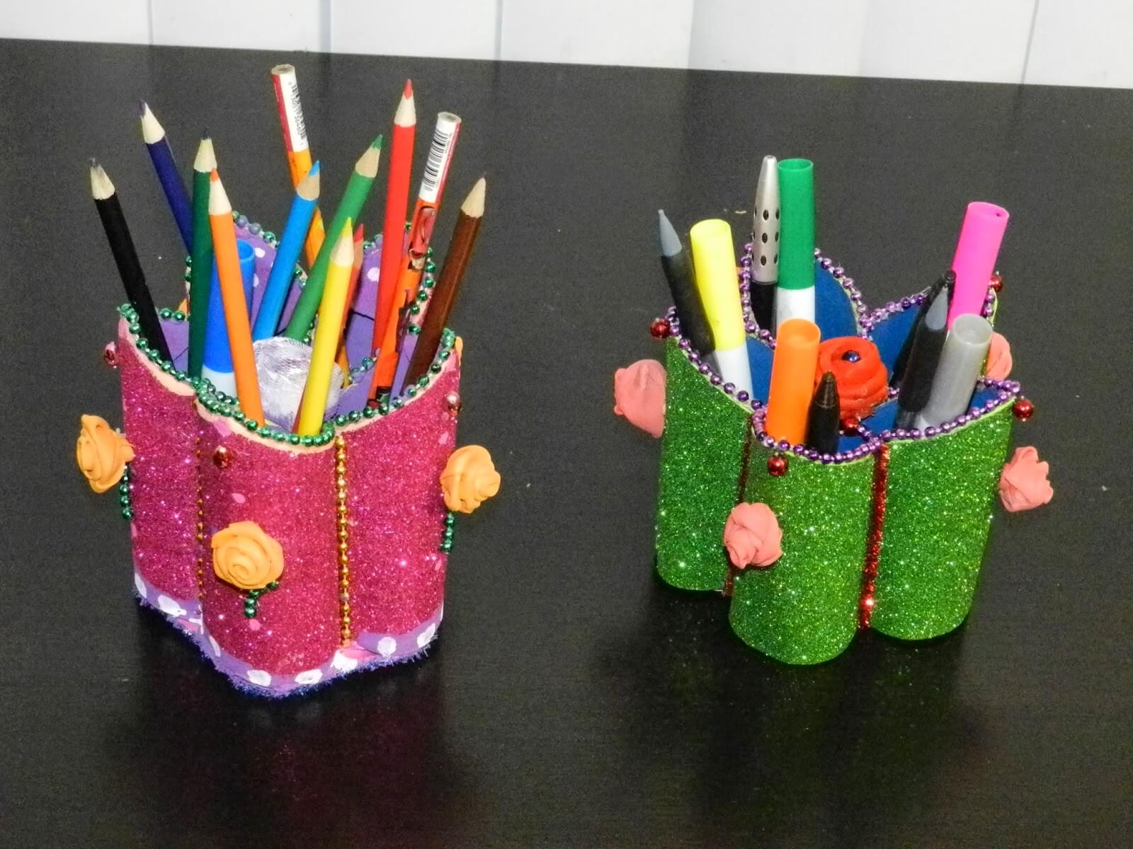 Homemade Amazing Pencil Holder Craft For KindergartenersGlitter Foam Sheet Crafts Ideas