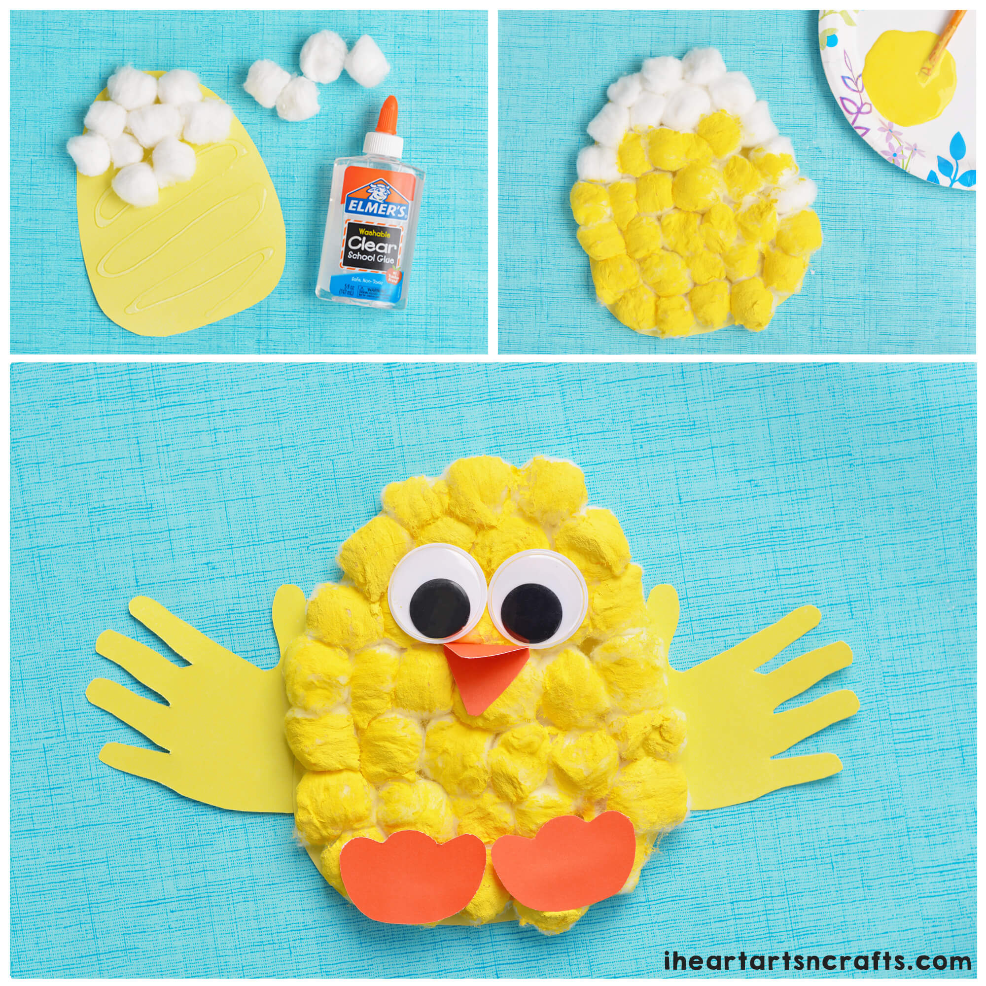 Homemade Cotton Ball Easter Chick Craft