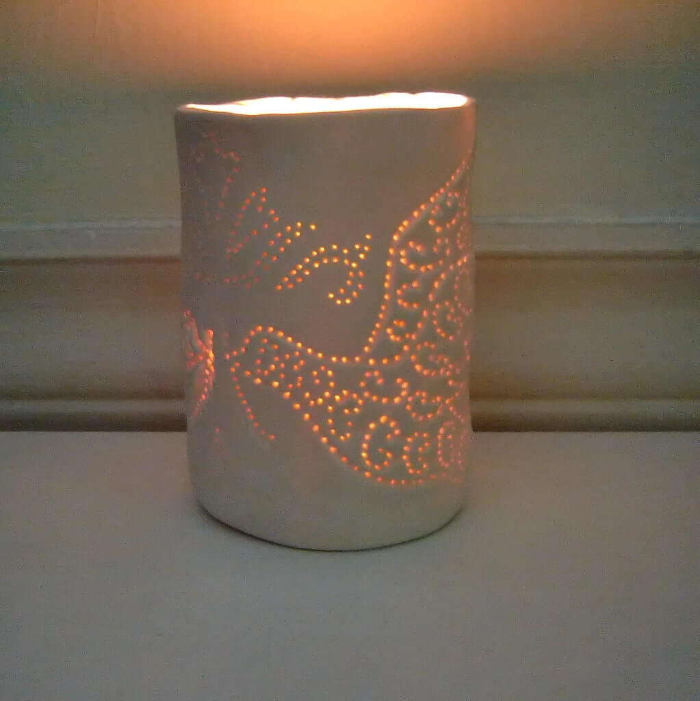 Homemade Creative Air Dry Clay Lantern Craft DIY Air dry clay candlestick holders