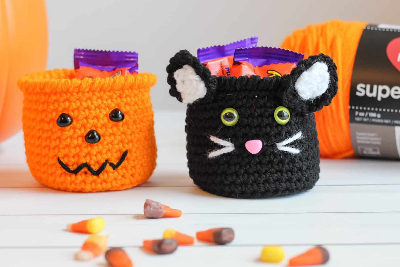 Homemade Halloween Crochet Pumpkin Cups For Keeping Stuff