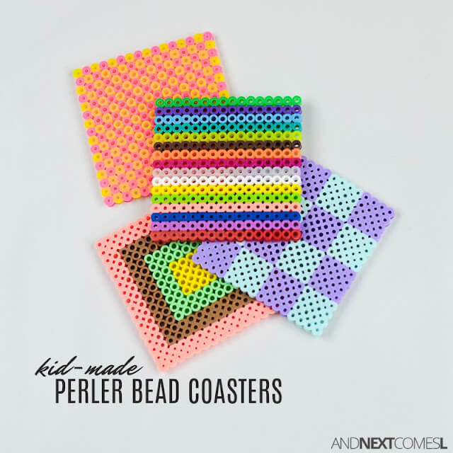 Homemade Perler Bead Coasters Gift Idea For Kids