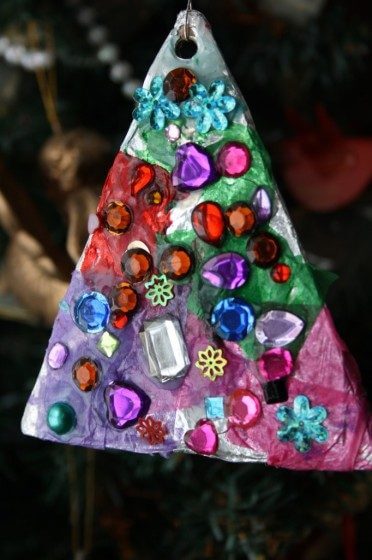 Homemade Tin Foil Christmas Tree Ornament Craft For Kids