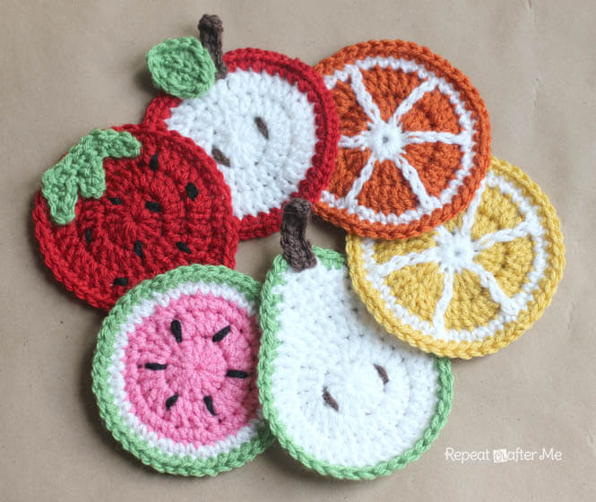 Homemade Unique Crochet Fruit Coasters Crochet Fruits Patterns 