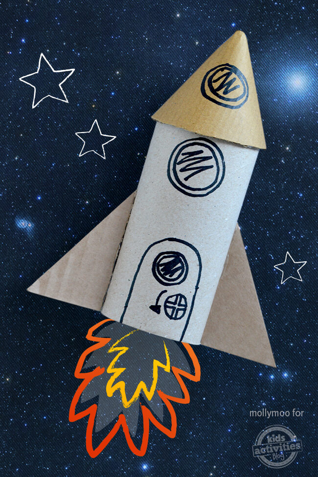 How To Make Rocket Using Toilet Paper Roll, Cardboard & Paper