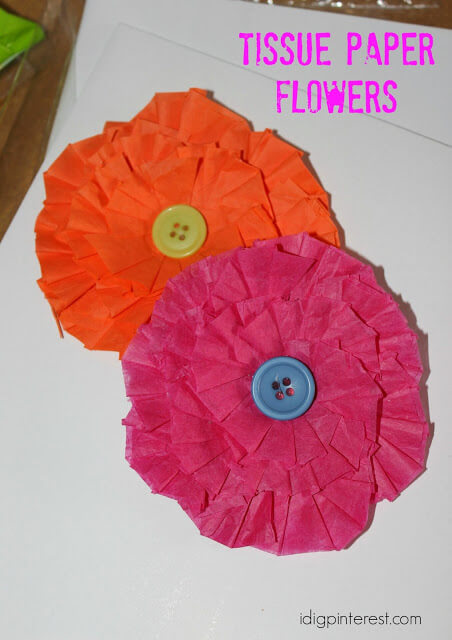 Inexpensive & Pretty Flower Decoration Craft Using Tissue Paper & Buttons Flower Bouquet Button Craft Using Tissue Paper