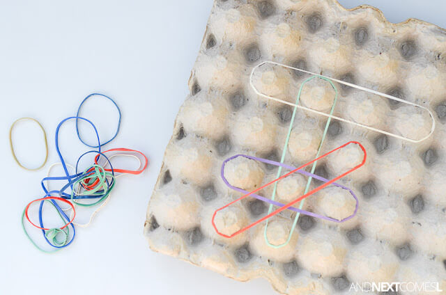 Joyful Egg Carton Geoboard Craft Idea For 3-Year's Old