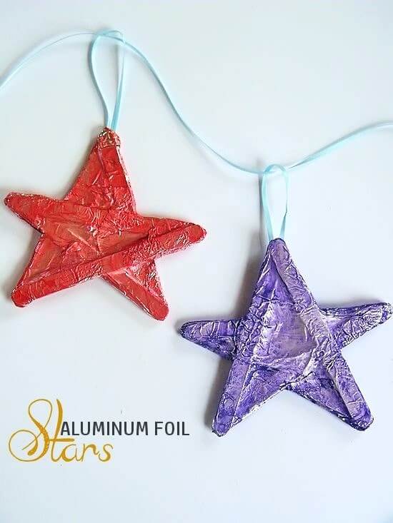 Last Minute Aluminum Foils Star Craft With Popsicle SticksTin Foil Decoration Crafts