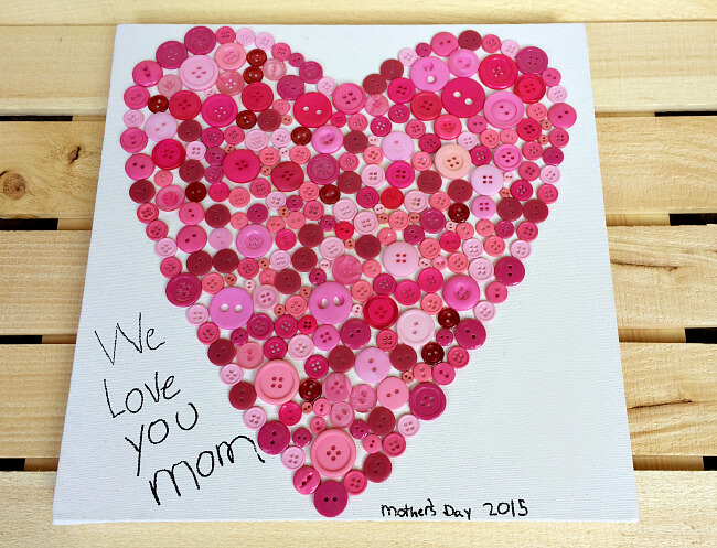 Last-Minute Mother's Day Gift Idea With Button Heart Mother's Day Button Craft For Kids