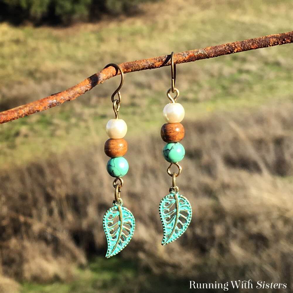 Leaf Earrings Craft Made With Wooden Beads DIY Wooden Bead Jewelry Crafts