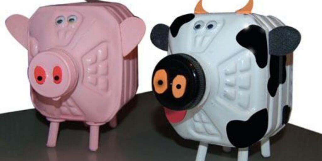 Let's Craft Cow & Piggy Bank From Old Milk Bottles