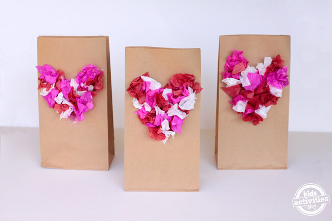 Let's Decorate Paper Bags With Tissue Paper HeartsThings to do with paper bags 