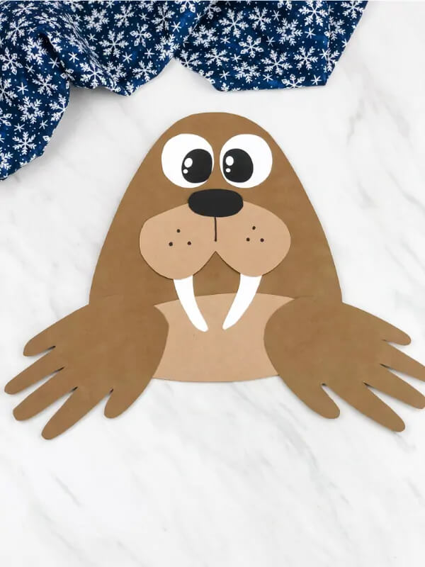 Let's Make A Cute Paper Handprint Walrus Craft For WinterDIY Winter Handprint & Footprint Craft Ideas For Kindergartners 