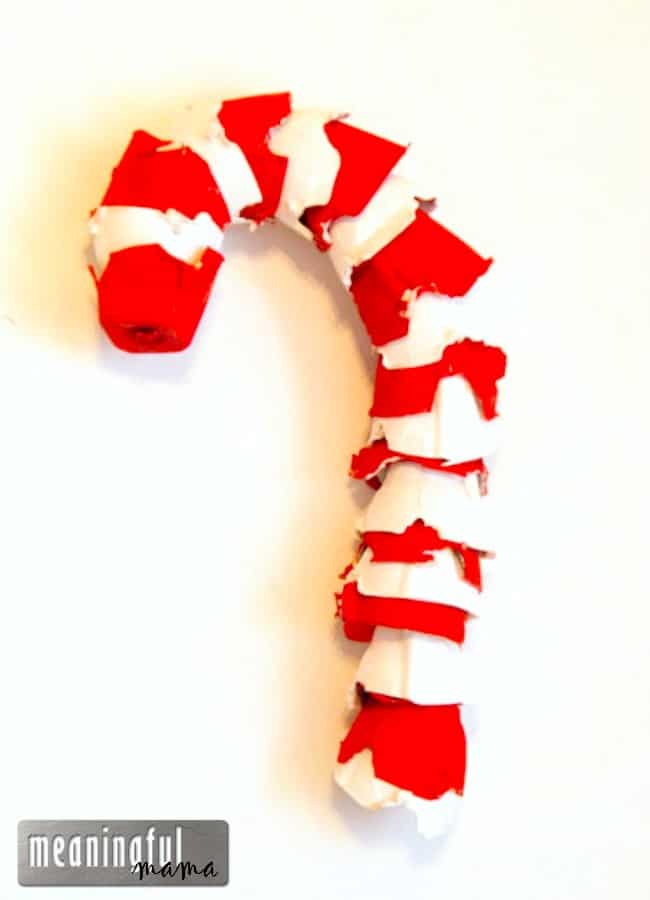 Let's Make A Simple Candy Cane Craft With Egg Cartons Christmas Crafts With Egg Cartons