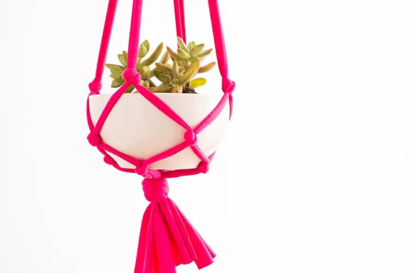 Let's Make A Simple Macrame Pot Hanger With Fabric Strips