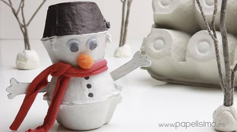 Let's Make An Adorable Snowman Craft Using Egg Carto