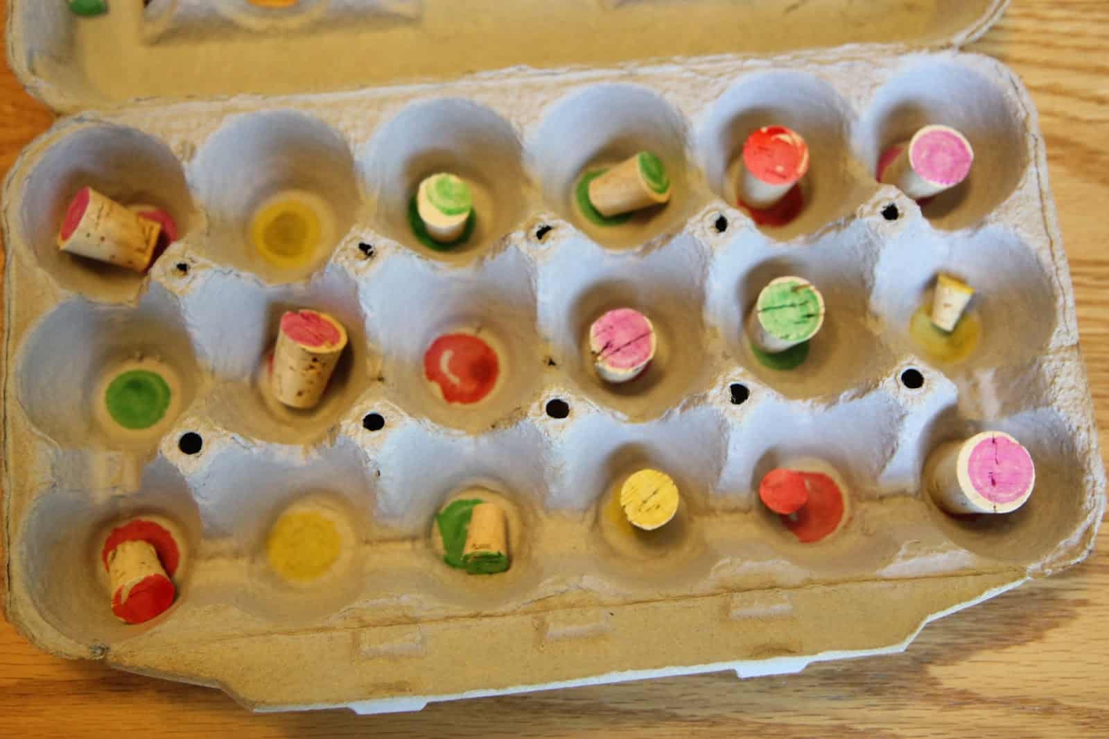 Let's Sort The Colors With Cork & Egg Carton CraftEgg carton crafts for 3 Year's old 
