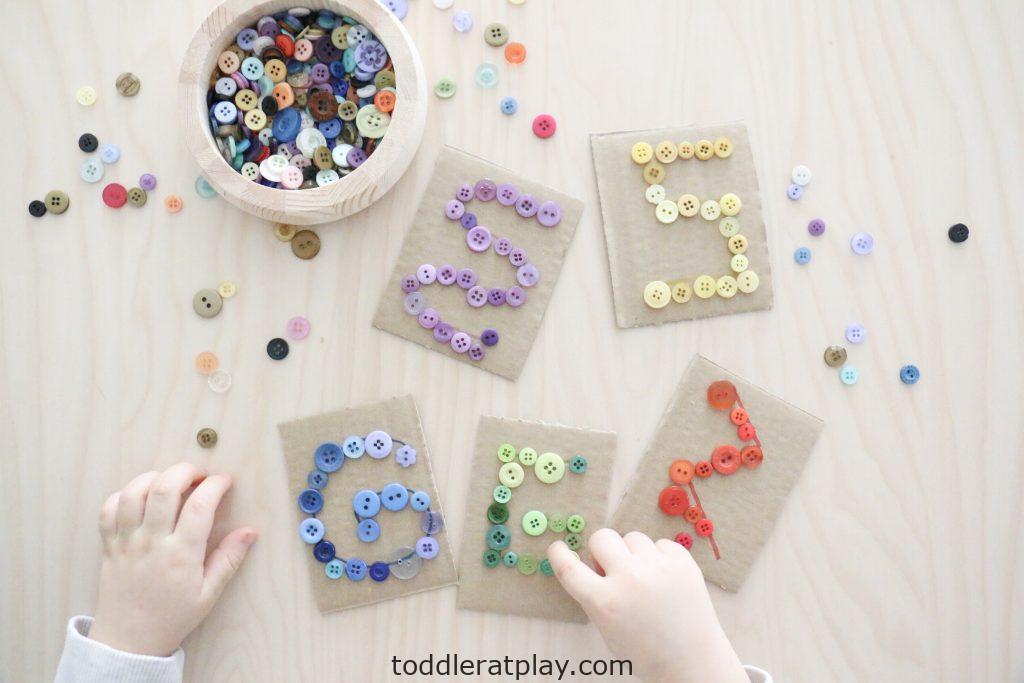 Letter Pattern Button Craft Activity For Toddlers