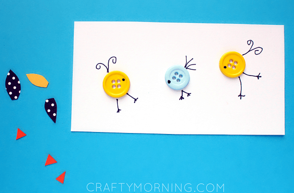 Cute Little Bird Art & Craft Idea Using Buttons For Toddlers