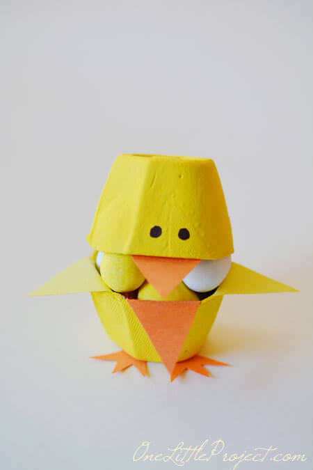 Little Candy Filled Egg Carton Chick Craft Idea