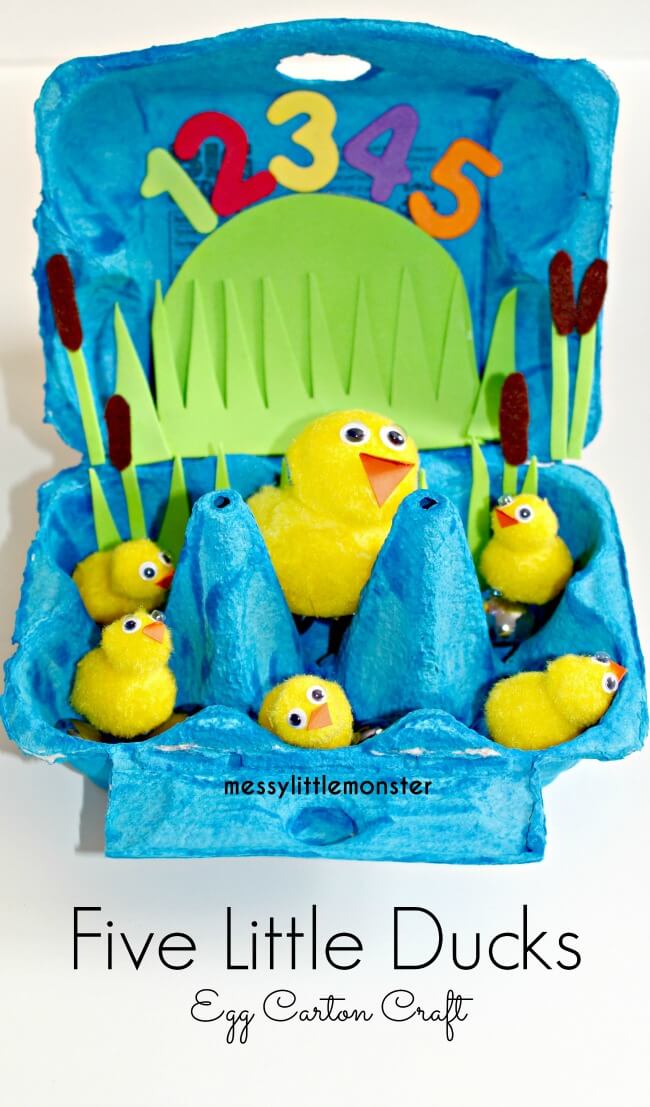 Little Duck Craft Using Egg Carton & Green Foam