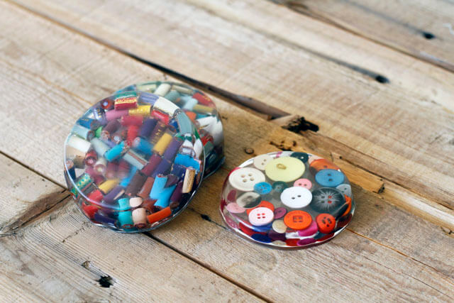 Little Paperweights & Coasters Craft Project Using Clear Resin & Buttons