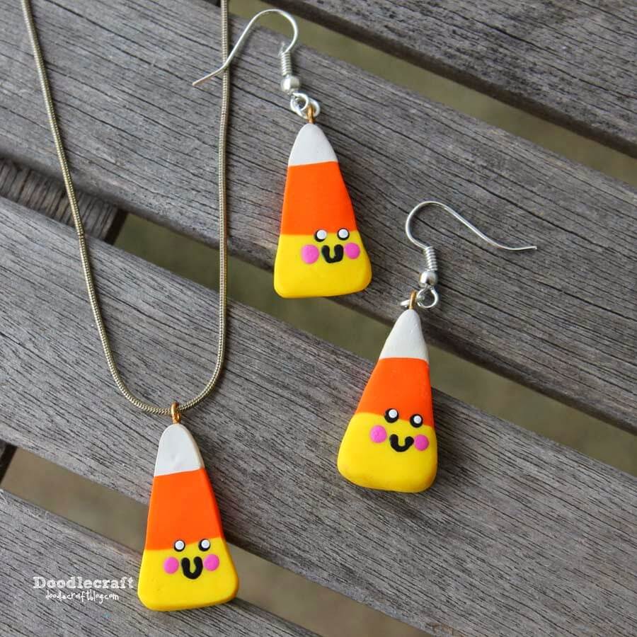 Lovely Candy Corn Earrings Craft Idea With Polymer Clay Polymer Clay Earrings 