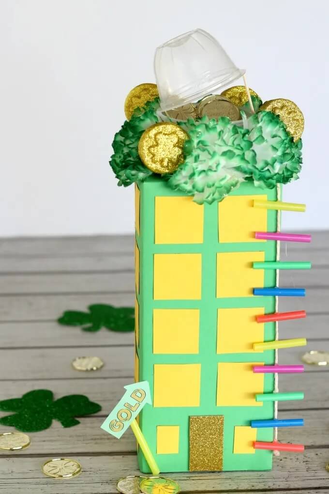 Lovely Cardboard & Plastic Bowl Leprechaun Trap For Kids