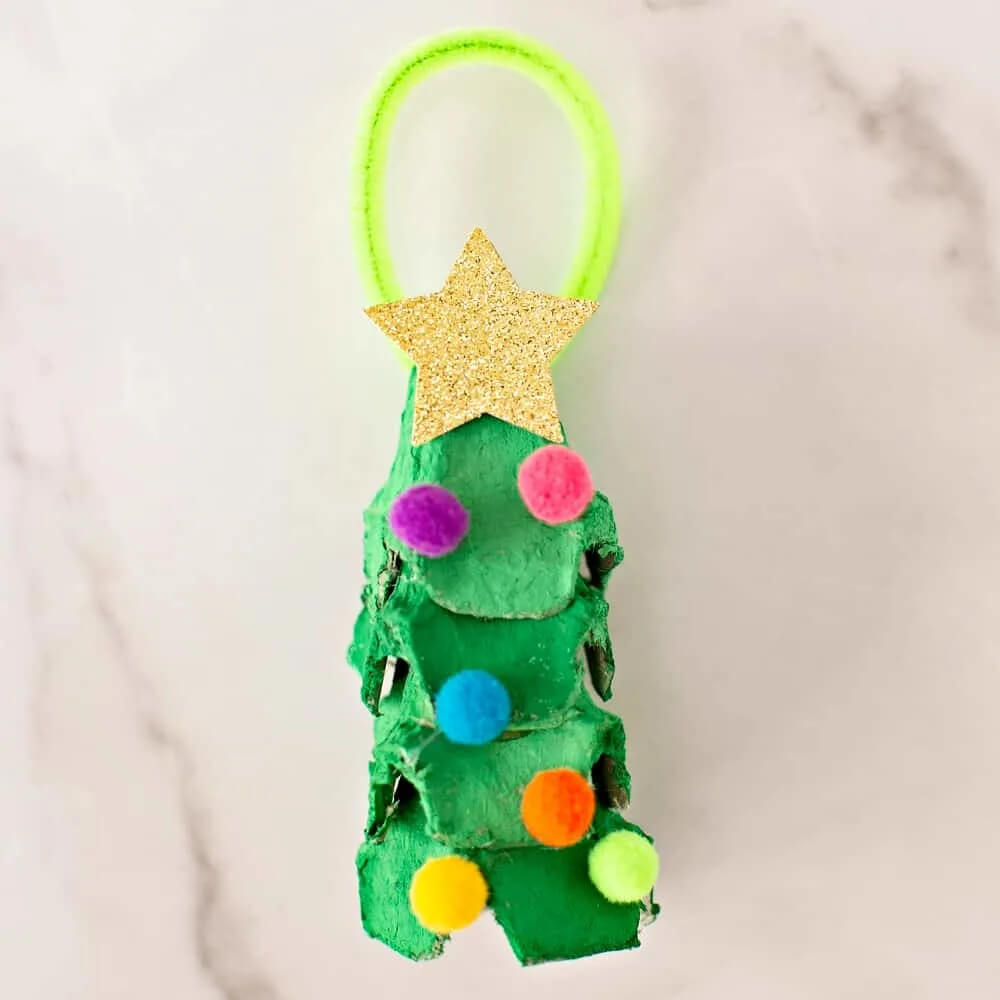 Lovely Christmas Tree Ornament Craft Project Using Egg CartonsEgg Carton Tree Crafts 