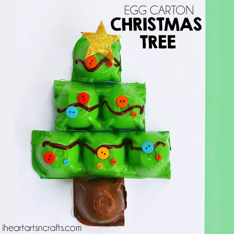 Lovely Egg-Carton Christmas Tree Craft Idea For Kids Christmas Crafts With Egg Cartons