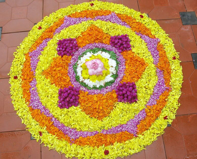 Lovely Flower Rangoli Design Idea For Pongal Festival