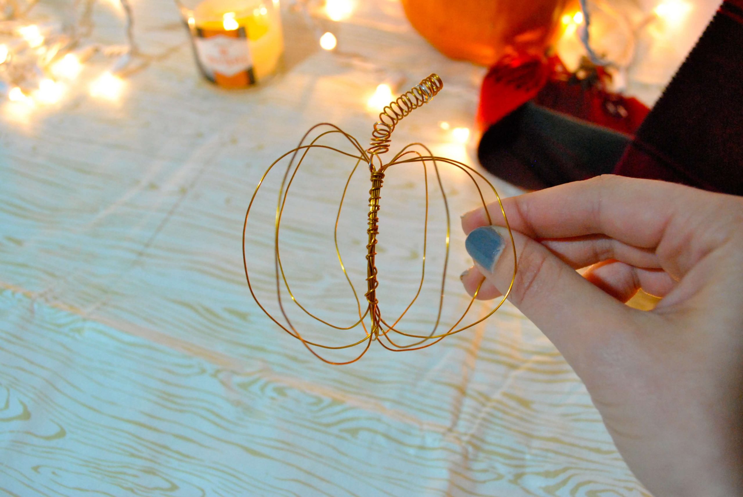 Simple Pumpkin Craft Made With Floral Wire