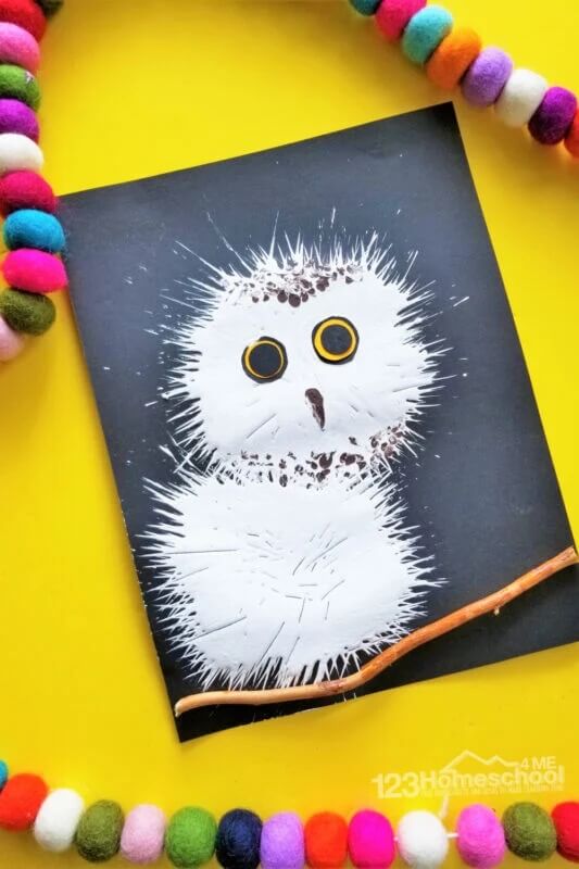 Lovely Owl Fork Painting Craft For Kids Animal Paintings Using Fork 