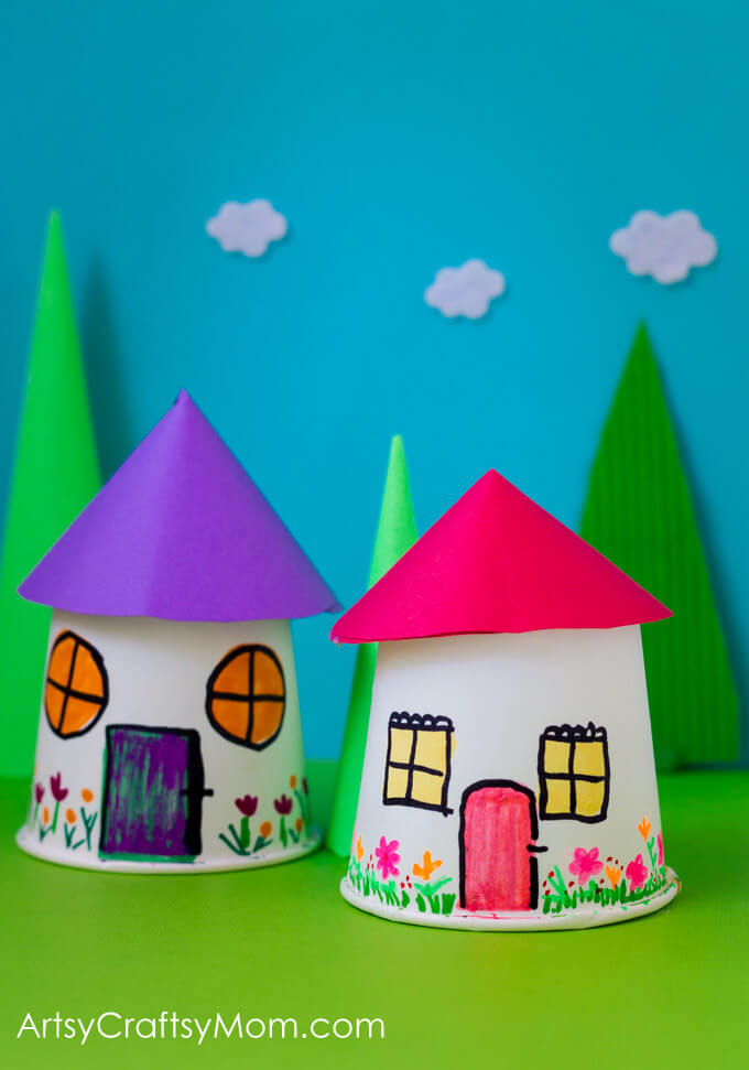 Lovely Paper Cup Hut Craft DIY