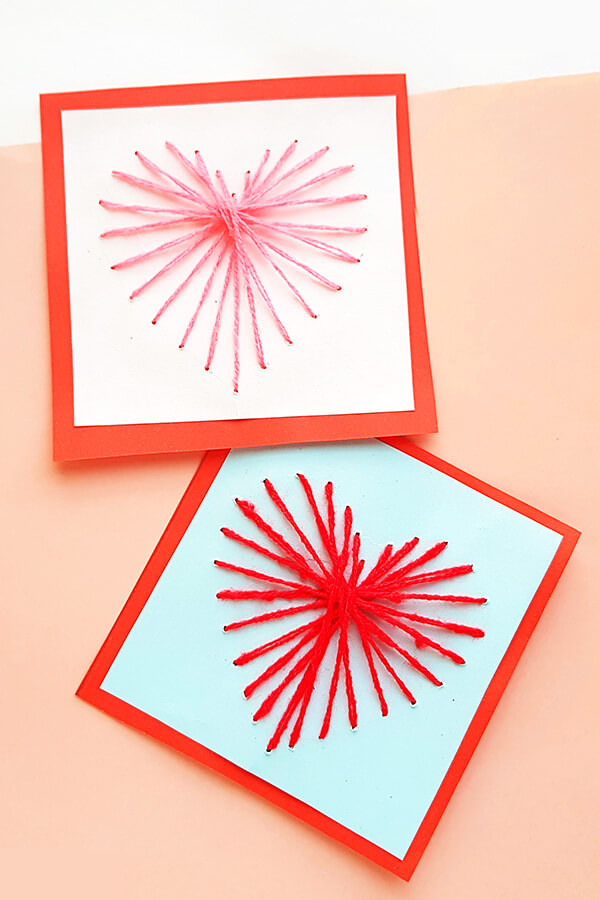 Lovely  Thread And Needle Heart Card Craft For Kids Needle And Thread Crafts