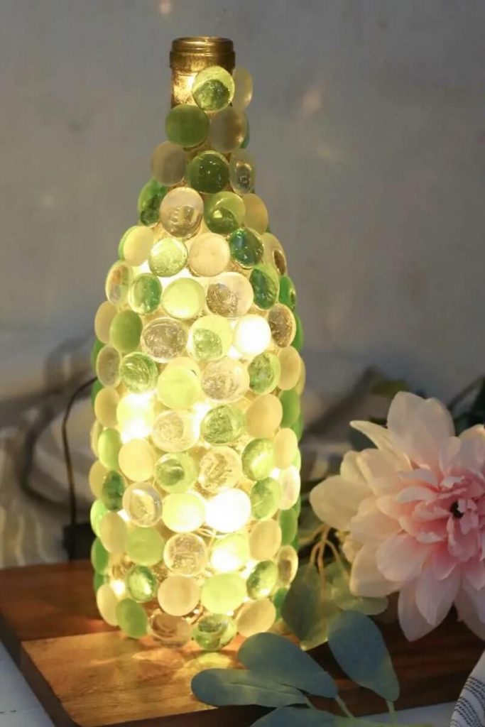 Lovely Wine Bottle And Glass Beads Lamp Decor Craft Dollar Store Glass Bead Projects