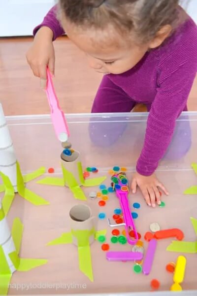 Magnetic Tubes Activity Idea For Toddlers