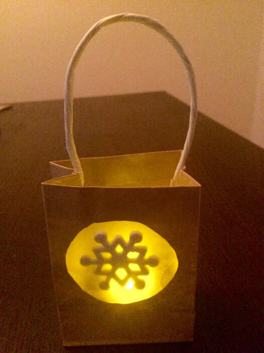Make A Beautiful Snowflake Lantern With Paper Bag DIY Winter Lantern Craft 