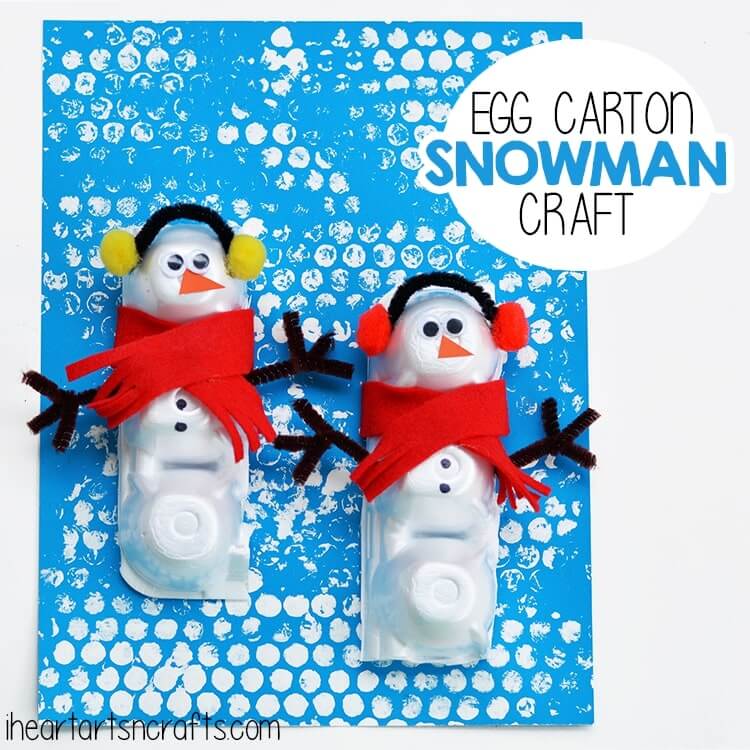 Make A Simple & Cute Snowmans With Egg Cartoons Recycled Winter Crafts 