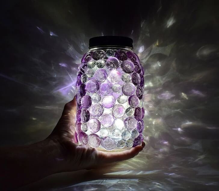 Mason Jar Glass Gem Light Lamp Decor DIY Craft Glass Gem Projects