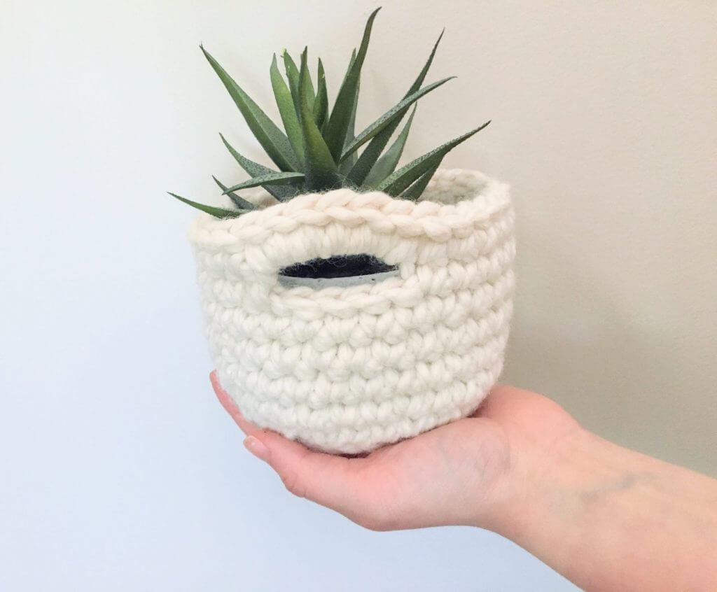 Mini Crocheted Hanging Basket For Keeping Plants