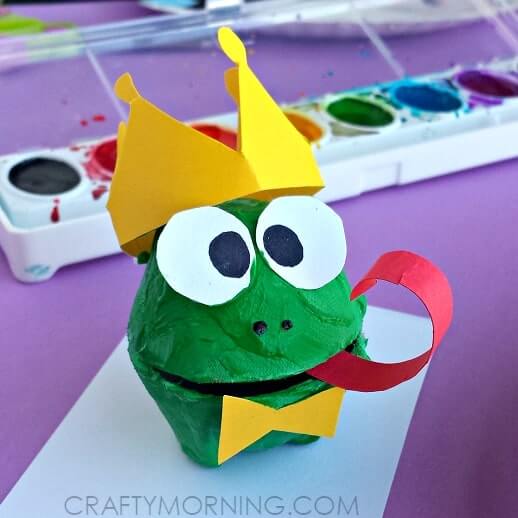 Mr. Frog Prince Crafting Idea With Egg Carton