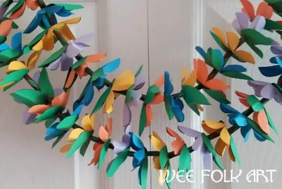 Multicolor Paper Flower Garland Craft For Kids
