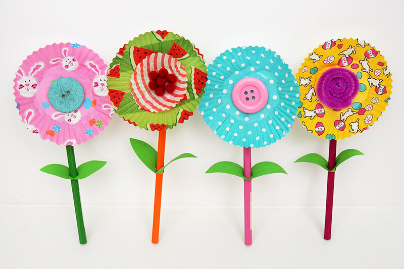 Multicolour Cupcake Liner Flower Craft For Kids