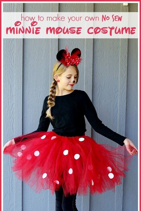 No Sew Minnie Mouse Costume Tutorial For Kids Minnie Mouse Costume DIY Ideas for Kids