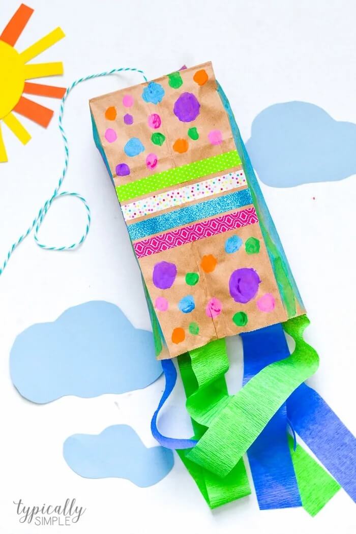 Paper Bag Kite Craft For Toddlers Lohri Special Activites