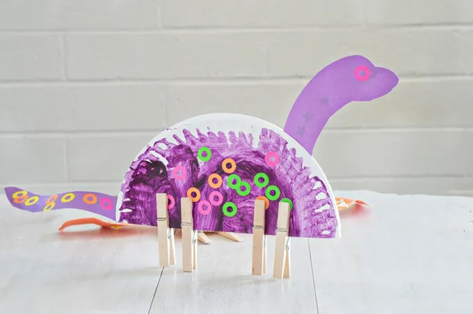 Paper Plate And Clothespin Dinosaur Craft For Kindergarten
