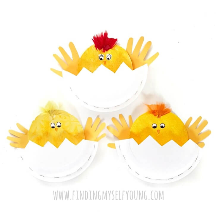Paper Plate And Handprint Easter Chick Basket Crafts for Preschoolers Easter Chick Basket Crafts for Kids