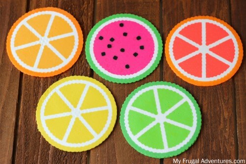 Perler Beads Coaster Craft In Fruit Shape  