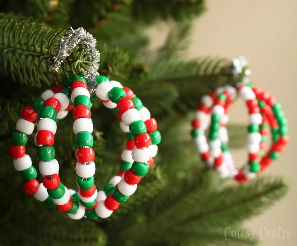 Pony Beads And Pipe Cleaner Christmas Ornamental Craft For Toddlers Pony Beads Patterns